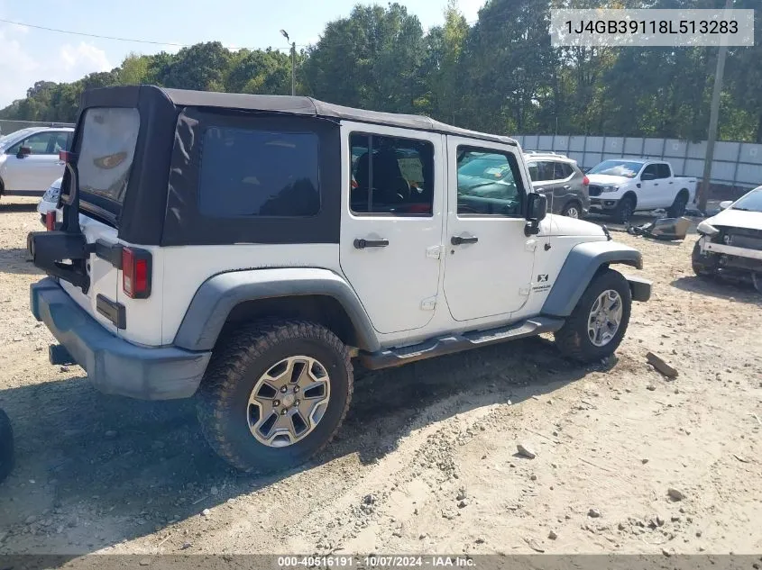 2008 Jeep Wrangler Unlimited X VIN: 1J4GB39118L513283 Lot: 40516191