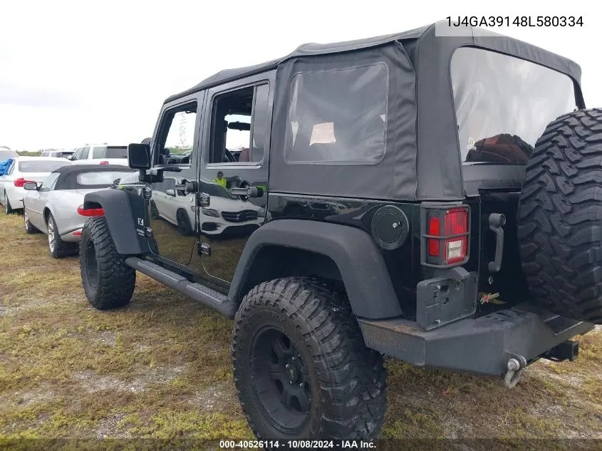 2008 Jeep Wrangler Unlimited X VIN: 1J4GA39148L580334 Lot: 40526114