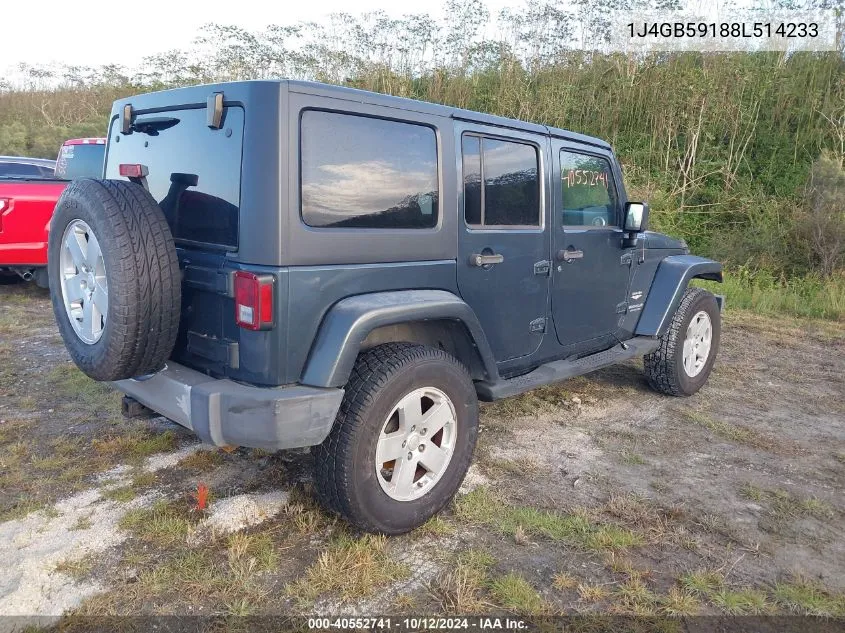 2008 Jeep Wrangler Unlimited Sahara VIN: 1J4GB59188L514233 Lot: 40552741