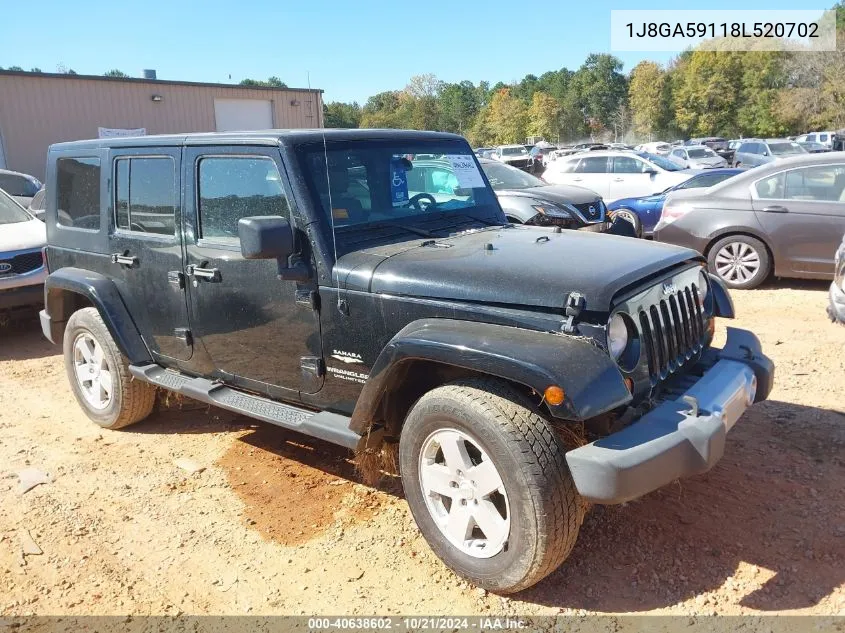 2008 Jeep Wrangler Unlimited Sahara VIN: 1J8GA59118L520702 Lot: 40638602