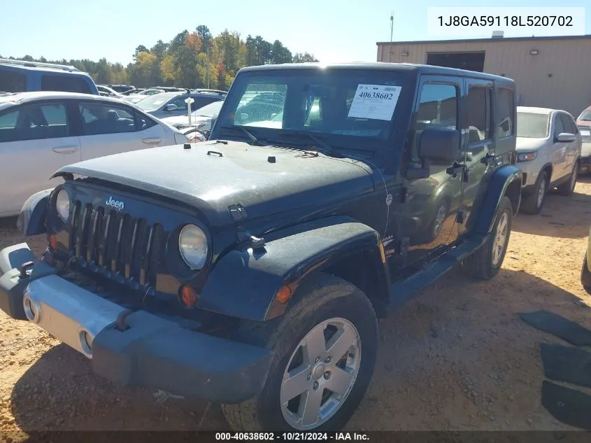 2008 Jeep Wrangler Unlimited Sahara VIN: 1J8GA59118L520702 Lot: 40638602