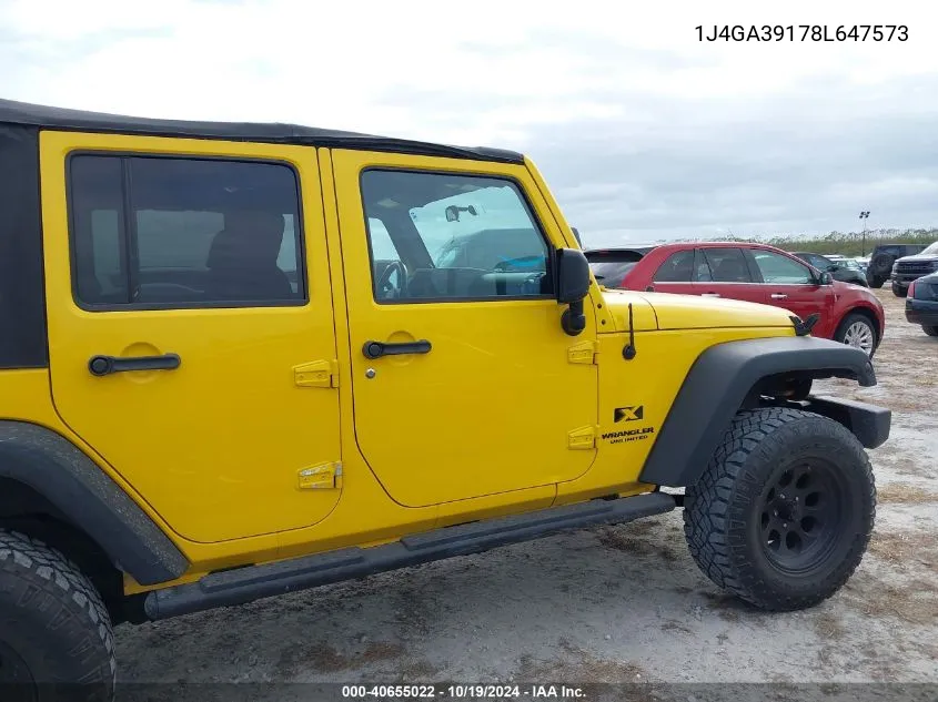 2008 Jeep Wrangler Unlimited X VIN: 1J4GA39178L647573 Lot: 40655022