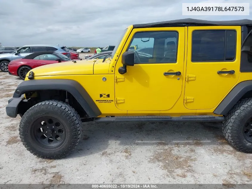 2008 Jeep Wrangler Unlimited X VIN: 1J4GA39178L647573 Lot: 40655022