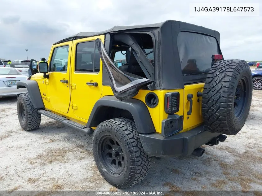 2008 Jeep Wrangler Unlimited X VIN: 1J4GA39178L647573 Lot: 40655022