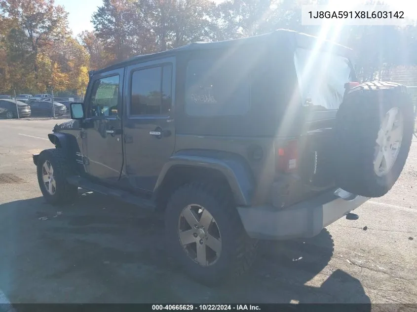 2008 Jeep Wrangler Unlimited Sahara VIN: 1J8GA591X8L603142 Lot: 40665629