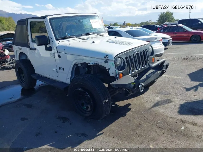 2008 Jeep Wrangler X VIN: 1J8FA24168L649701 Lot: 40706553