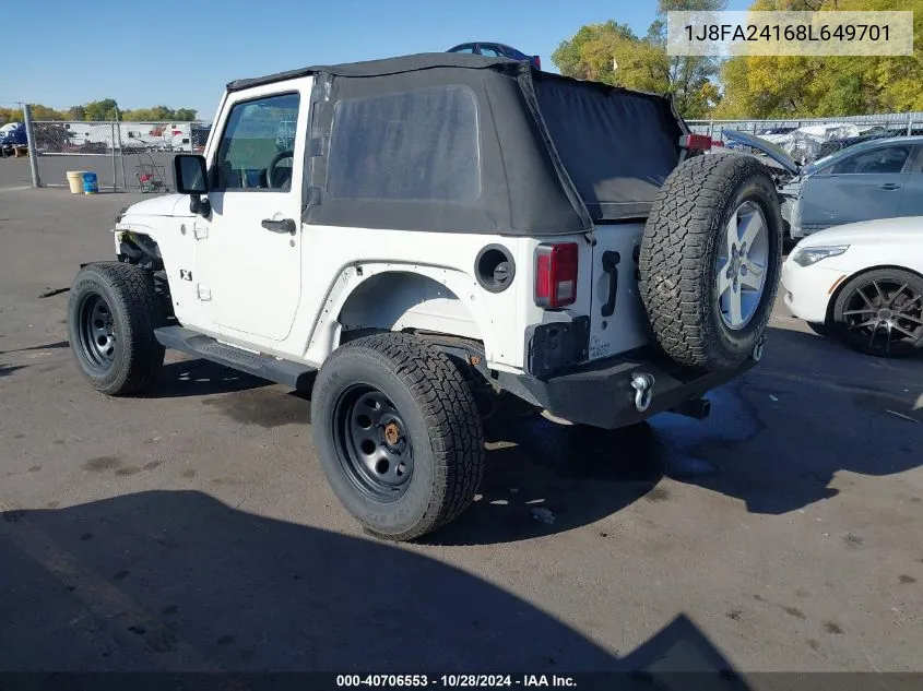 2008 Jeep Wrangler X VIN: 1J8FA24168L649701 Lot: 40706553