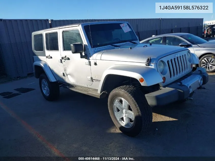 1J4GA59158L576322 2008 Jeep Wrangler Unlimited Sahara