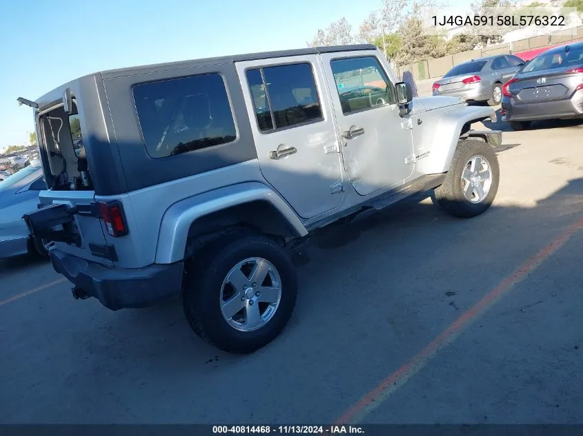 1J4GA59158L576322 2008 Jeep Wrangler Unlimited Sahara