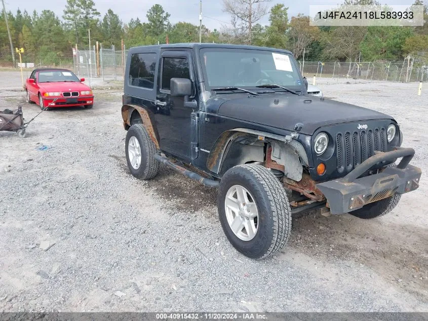 2008 Jeep Wrangler X VIN: 1J4FA24118L583933 Lot: 40915432