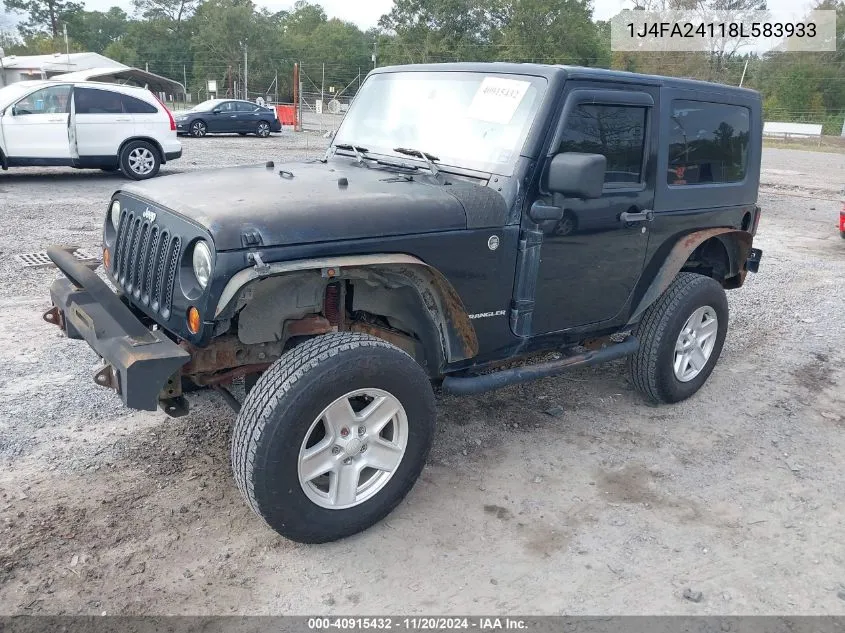 2008 Jeep Wrangler X VIN: 1J4FA24118L583933 Lot: 40915432