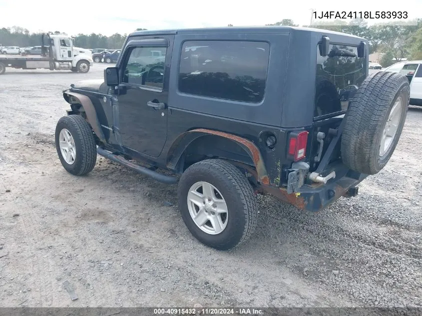 2008 Jeep Wrangler X VIN: 1J4FA24118L583933 Lot: 40915432