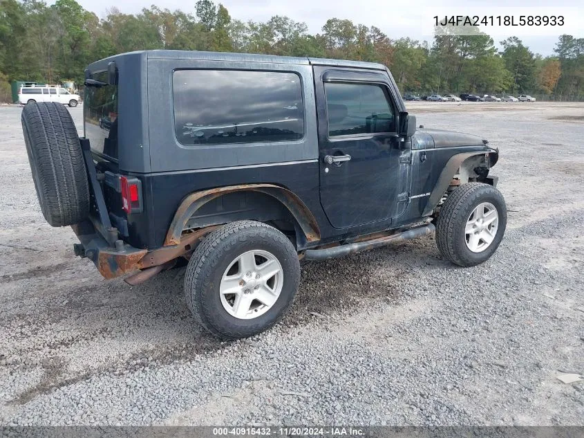 2008 Jeep Wrangler X VIN: 1J4FA24118L583933 Lot: 40915432