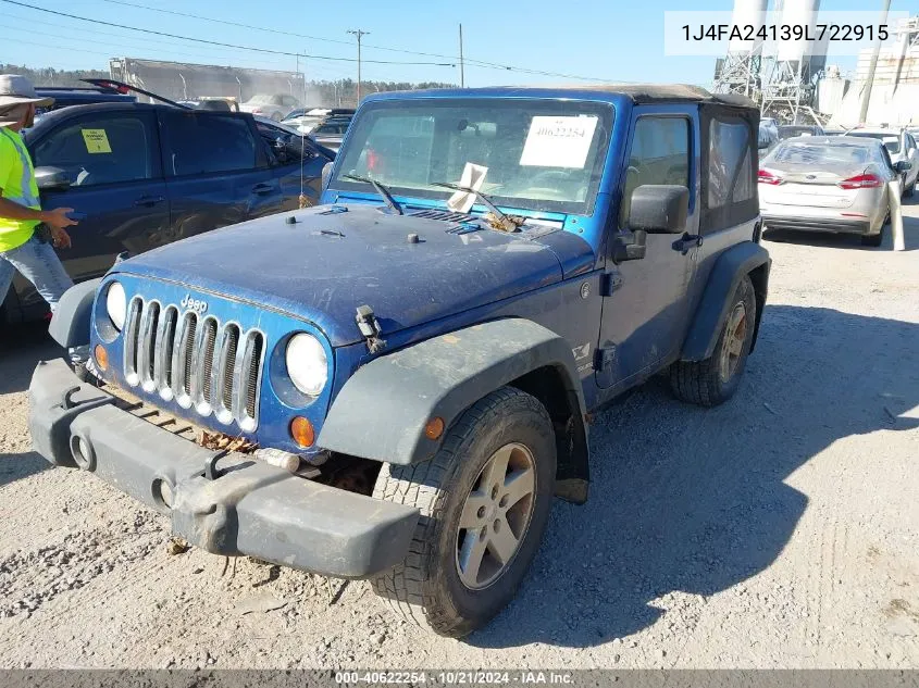 2009 Jeep Wrangler X VIN: 1J4FA24139L722915 Lot: 40622254