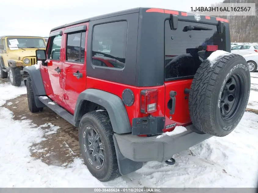 2010 Jeep Wrangler Unlimited Sport VIN: 1J4BA3H16AL162567 Lot: 38485624