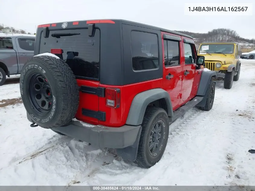 2010 Jeep Wrangler Unlimited Sport VIN: 1J4BA3H16AL162567 Lot: 38485624