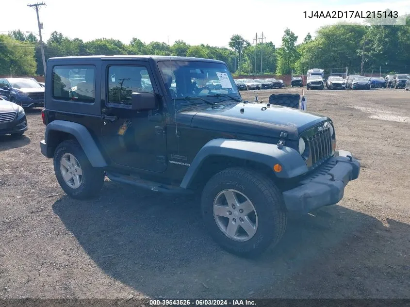 2010 Jeep Wrangler Sport VIN: 1J4AA2D17AL215143 Lot: 39543526