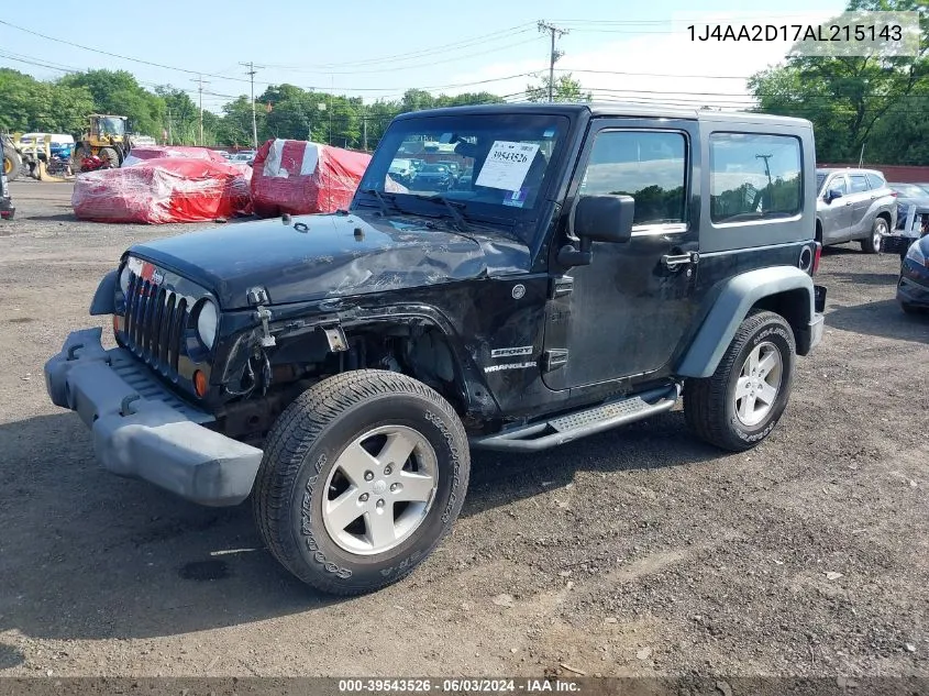 2010 Jeep Wrangler Sport VIN: 1J4AA2D17AL215143 Lot: 39543526