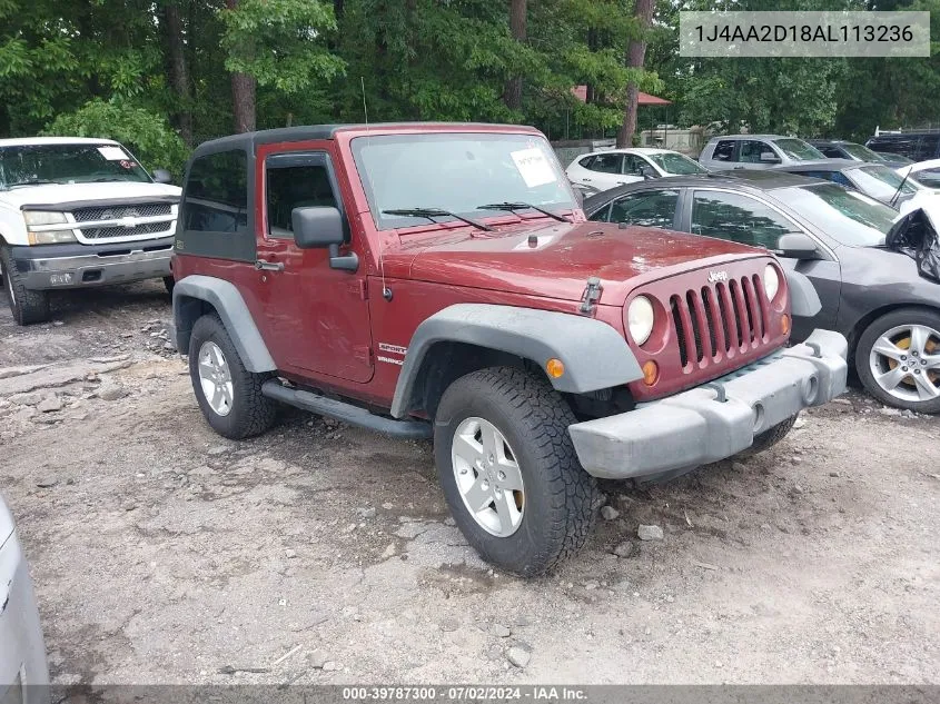 2010 Jeep Wrangler Sport VIN: 1J4AA2D18AL113236 Lot: 39787300