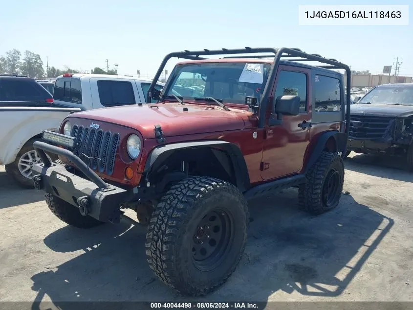 1J4GA5D16AL118463 2010 Jeep Wrangler Sahara