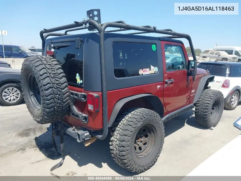 1J4GA5D16AL118463 2010 Jeep Wrangler Sahara