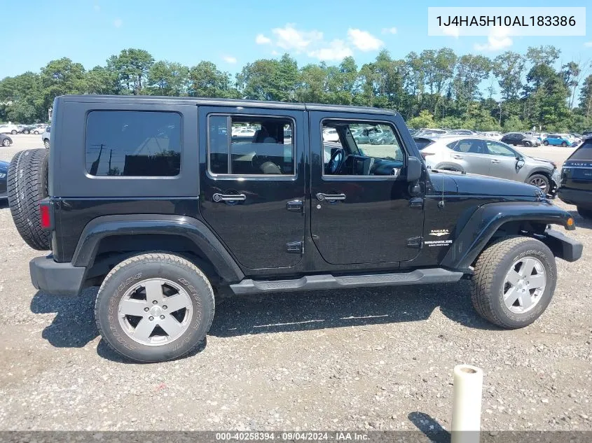 2010 Jeep Wrangler Unlimited Sahara VIN: 1J4HA5H10AL183386 Lot: 40258394