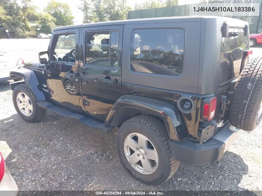 2010 Jeep Wrangler Unlimited Sahara VIN: 1J4HA5H10AL183386 Lot: 40258394