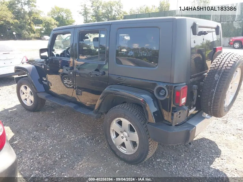 2010 Jeep Wrangler Unlimited Sahara VIN: 1J4HA5H10AL183386 Lot: 40258394