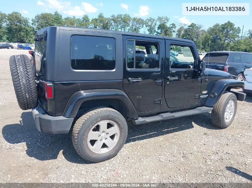 2010 Jeep Wrangler Unlimited Sahara VIN: 1J4HA5H10AL183386 Lot: 40258394