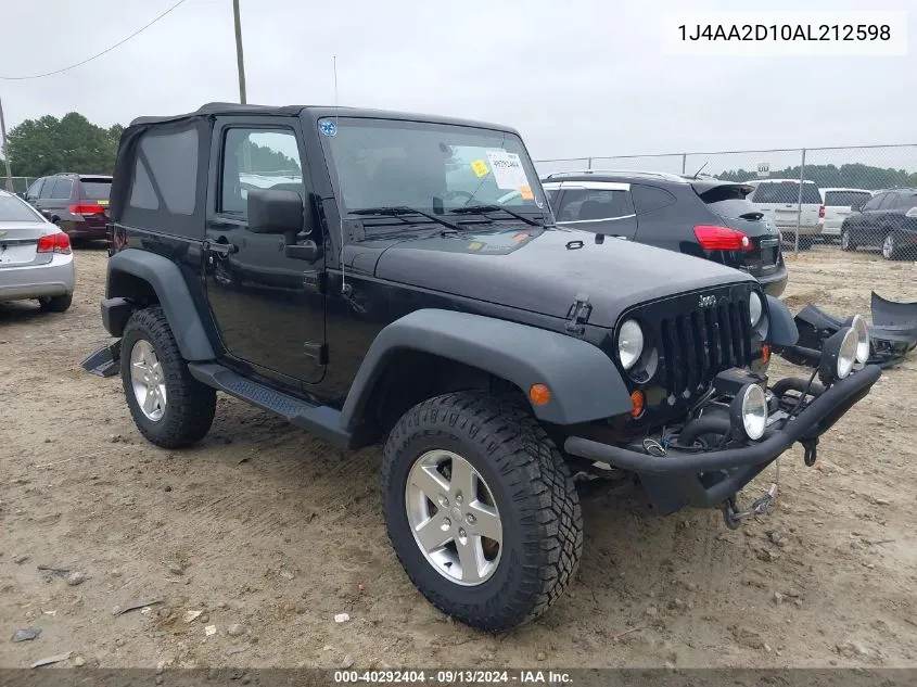 2010 Jeep Wrangler Sport VIN: 1J4AA2D10AL212598 Lot: 40292404