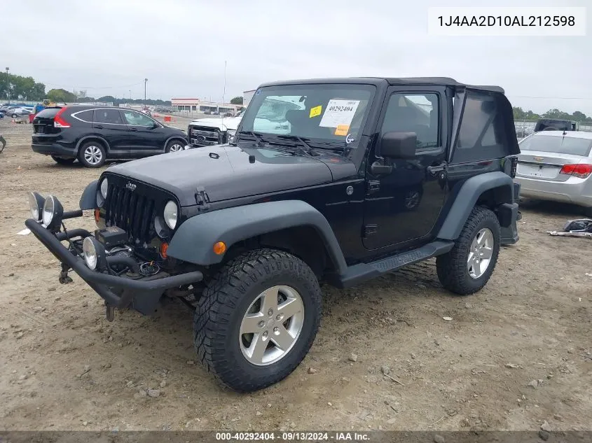 2010 Jeep Wrangler Sport VIN: 1J4AA2D10AL212598 Lot: 40292404