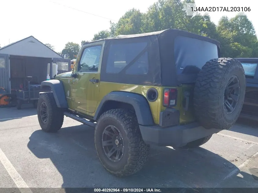 1J4AA2D17AL203106 2010 Jeep Wrangler Sport