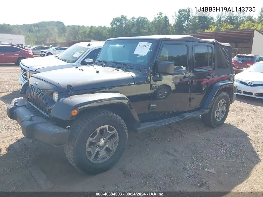 2010 Jeep Wrangler Unlimited Sport VIN: 1J4BB3H19AL143735 Lot: 40384503