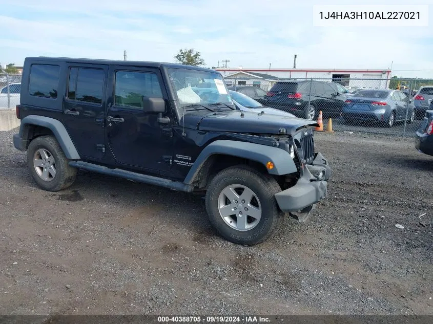 2010 Jeep Wrangler Unlimited Sport VIN: 1J4HA3H10AL227021 Lot: 40388705