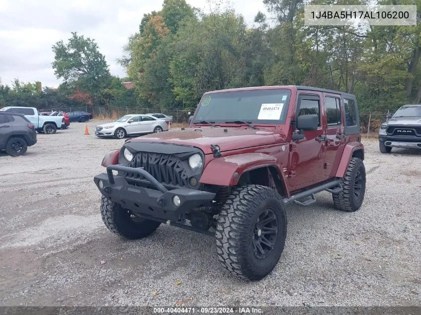 2010 Jeep Wrangler Unlimited Sahara VIN: 1J4BA5H17AL106200 Lot: 40404471