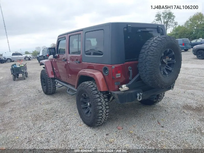 2010 Jeep Wrangler Unlimited Sahara VIN: 1J4BA5H17AL106200 Lot: 40404471