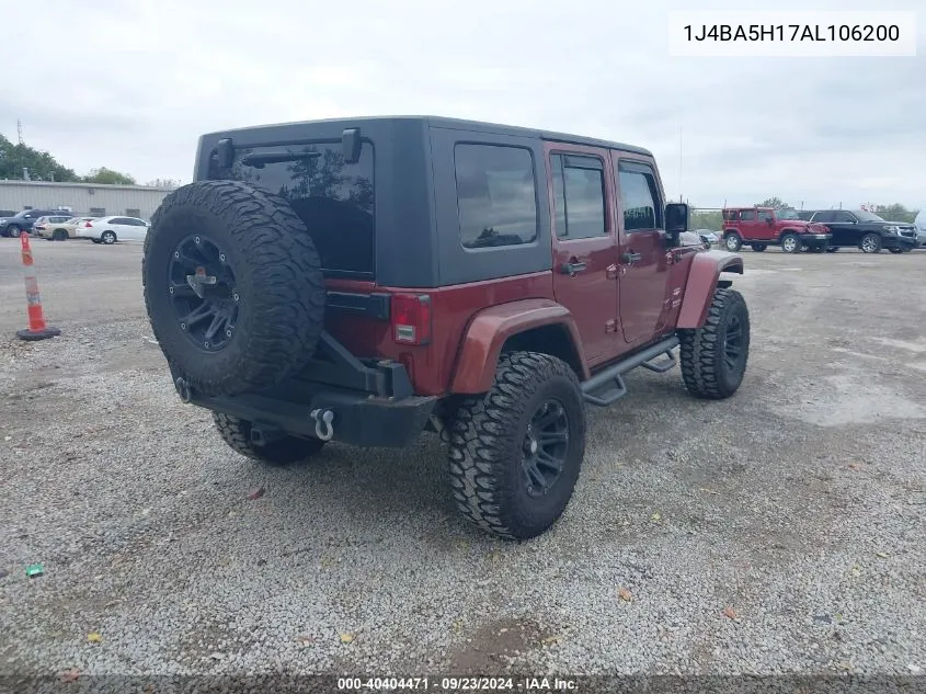 2010 Jeep Wrangler Unlimited Sahara VIN: 1J4BA5H17AL106200 Lot: 40404471