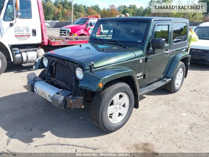 1J4AA5D1XAL136521 2010 Jeep Wrangler Sahara