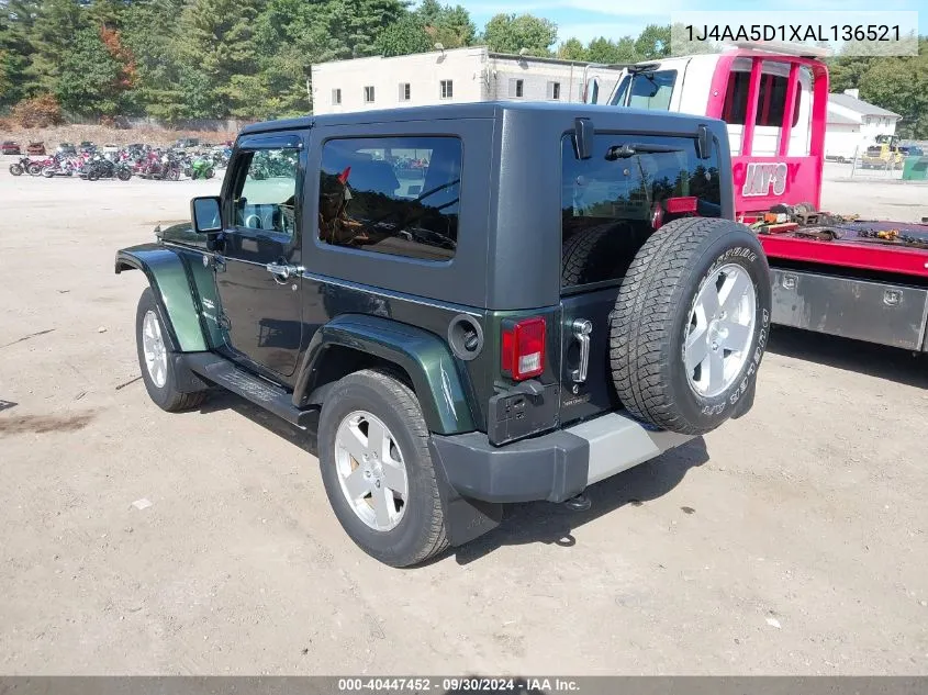 2010 Jeep Wrangler Sahara VIN: 1J4AA5D1XAL136521 Lot: 40447452