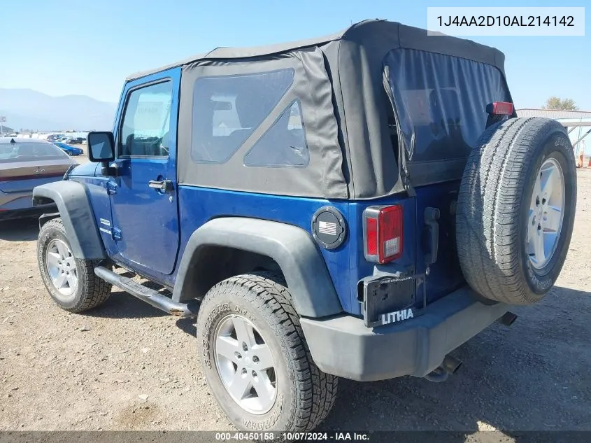 2010 Jeep Wrangler Sport VIN: 1J4AA2D10AL214142 Lot: 40450158