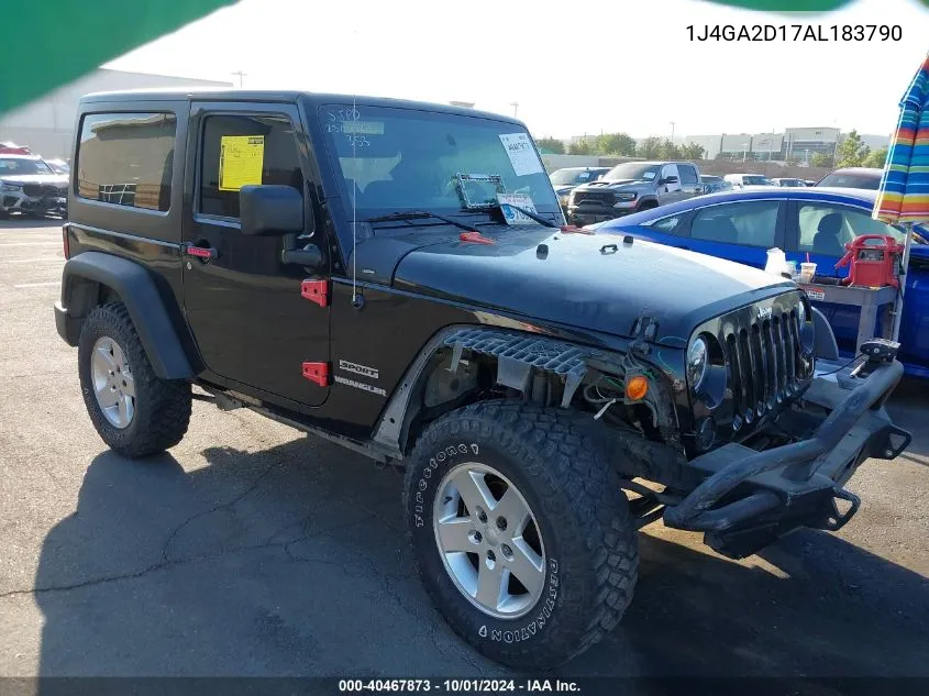 2010 Jeep Wrangler Sport VIN: 1J4GA2D17AL183790 Lot: 40467873