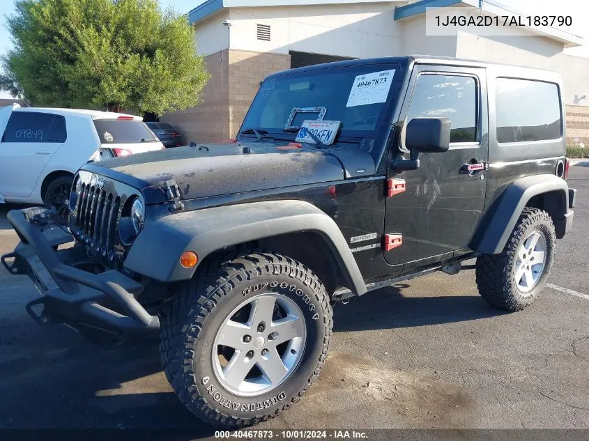 2010 Jeep Wrangler Sport VIN: 1J4GA2D17AL183790 Lot: 40467873