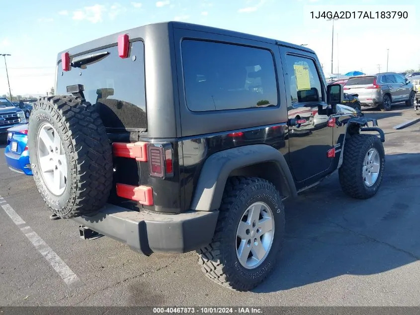 2010 Jeep Wrangler Sport VIN: 1J4GA2D17AL183790 Lot: 40467873