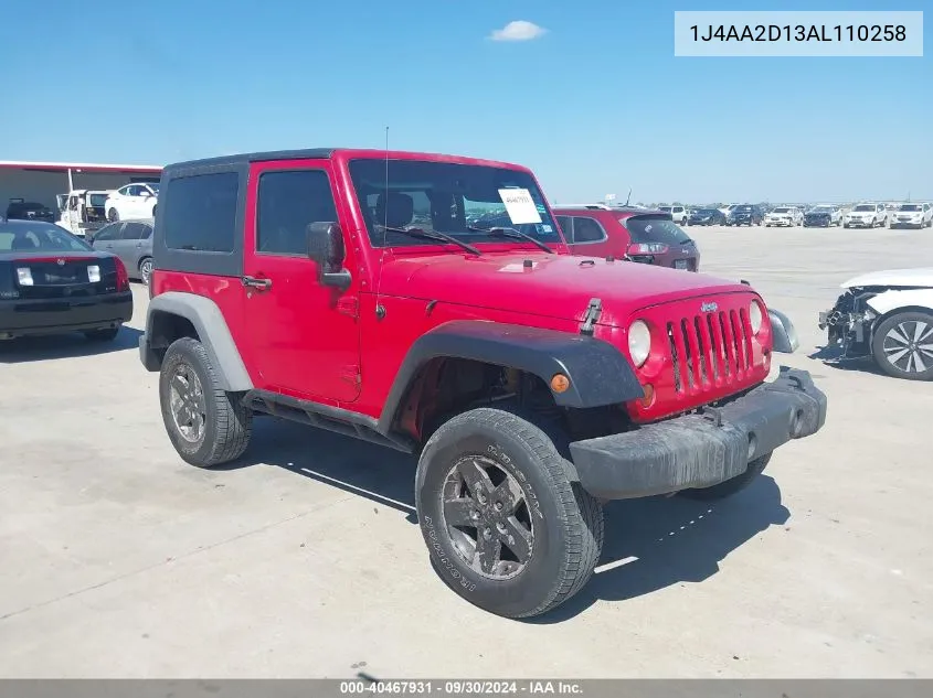 2010 Jeep Wrangler Sport VIN: 1J4AA2D13AL110258 Lot: 40467931