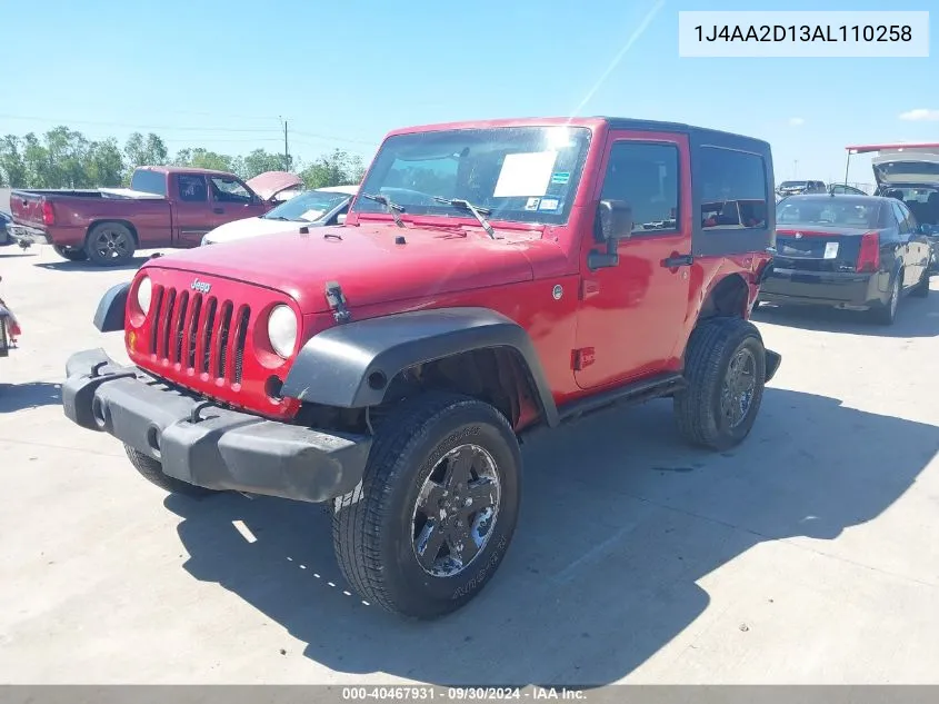 2010 Jeep Wrangler Sport VIN: 1J4AA2D13AL110258 Lot: 40467931