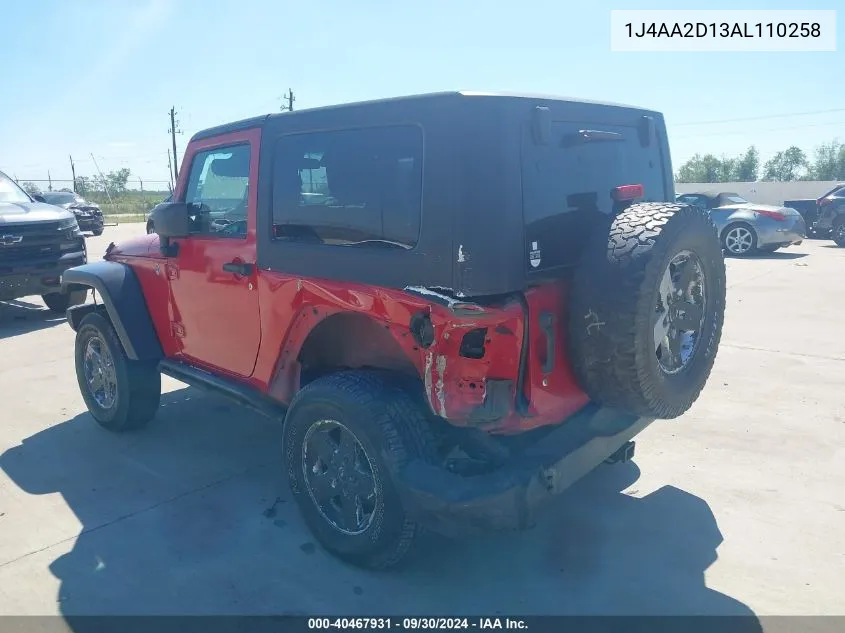 2010 Jeep Wrangler Sport VIN: 1J4AA2D13AL110258 Lot: 40467931