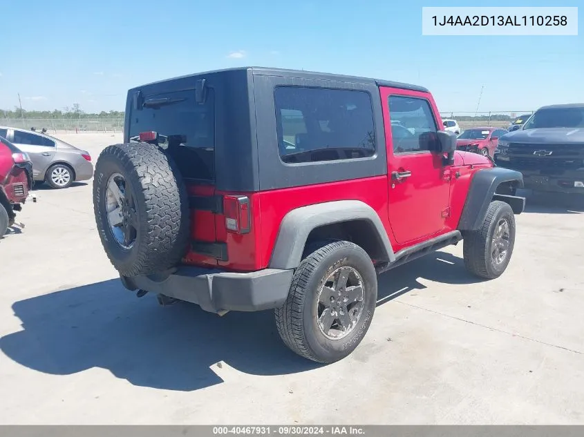 2010 Jeep Wrangler Sport VIN: 1J4AA2D13AL110258 Lot: 40467931