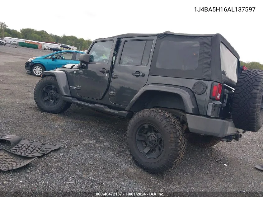 2010 Jeep Wrangler Unlimited Sahara VIN: 1J4BA5H16AL137597 Lot: 40472187