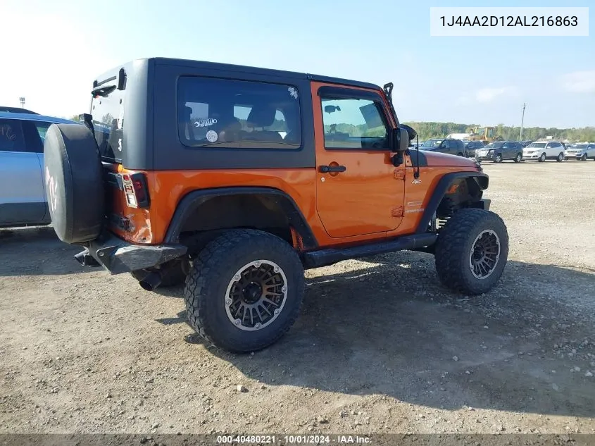 2010 Jeep Wrangler Sport VIN: 1J4AA2D12AL216863 Lot: 40480221