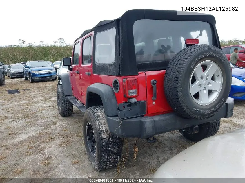 2010 Jeep Wrangler Unlimited Sport VIN: 1J4BB3H12AL125982 Lot: 40481801